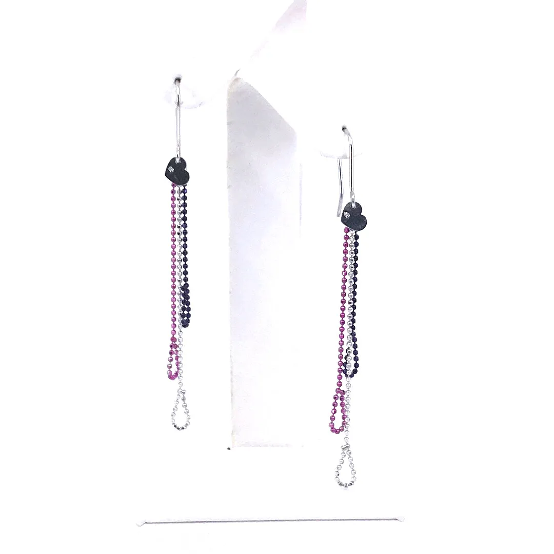14K White Gold Beaded Earrings