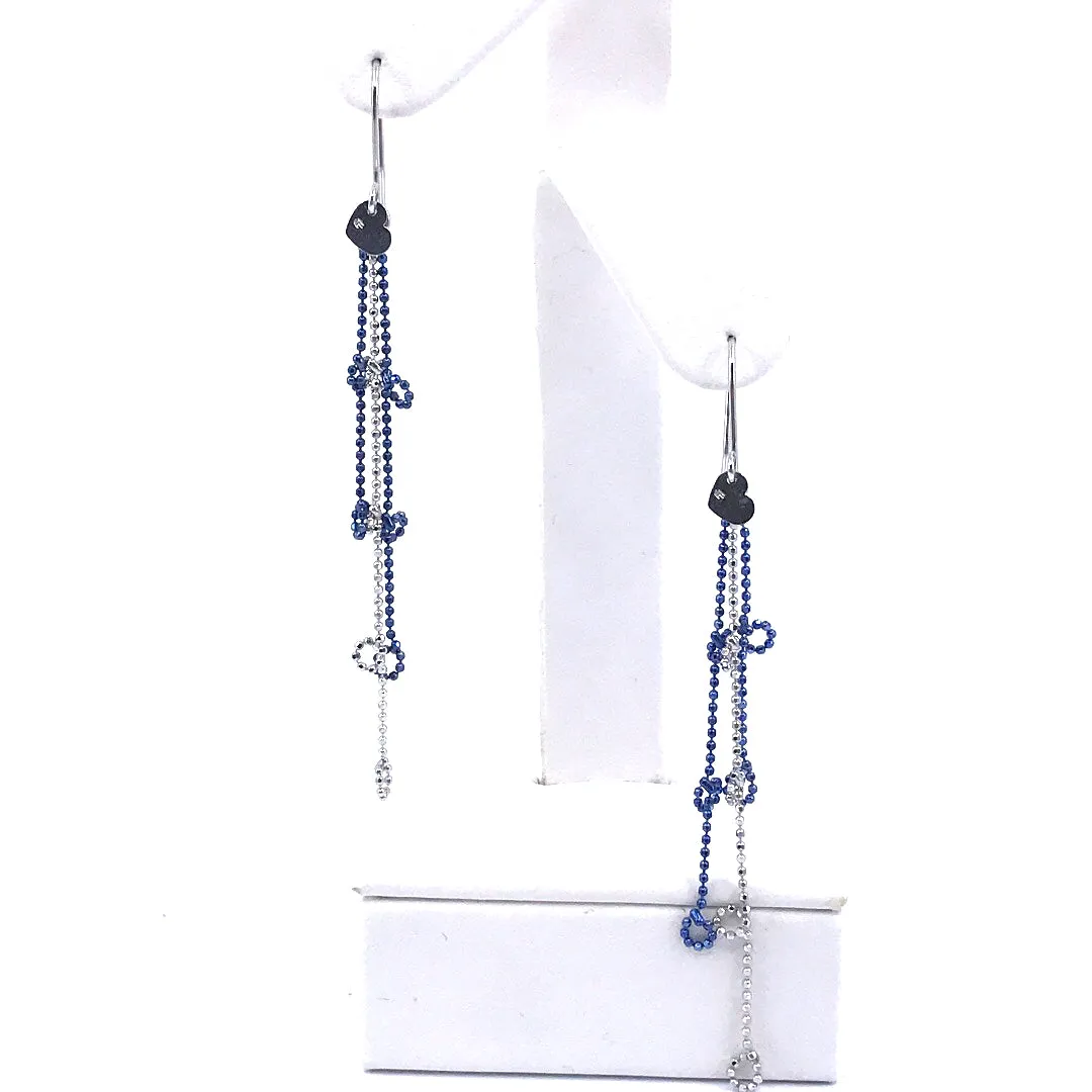 14K White Gold Beaded Earrings