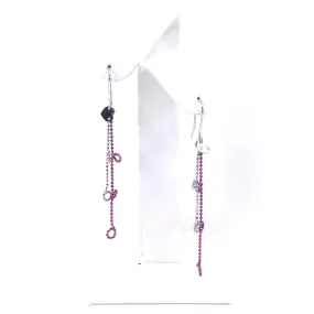 14K White Gold Beaded Earrings