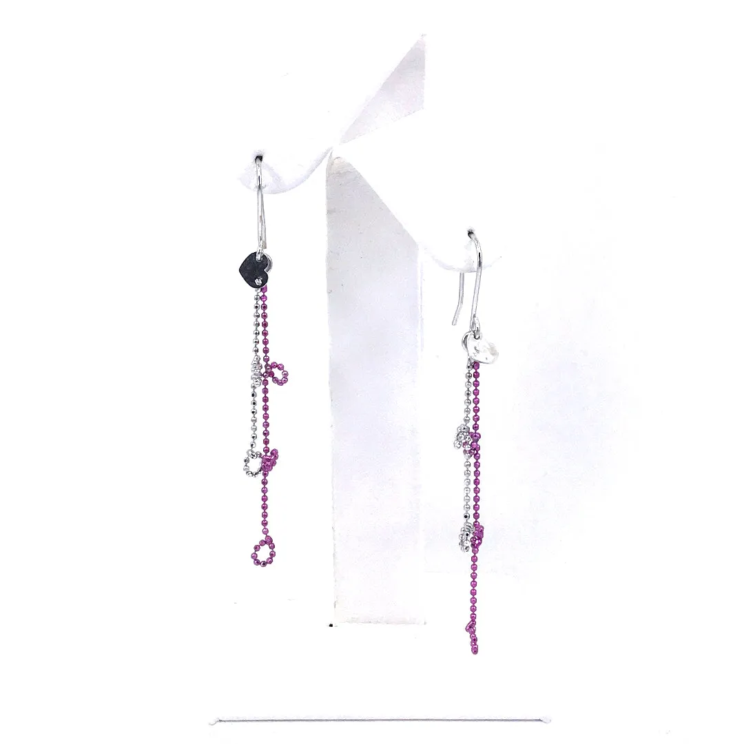 14K White Gold Beaded Earrings