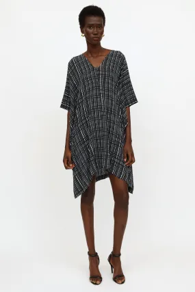 Black & White Pattern Silk Tunic Dress