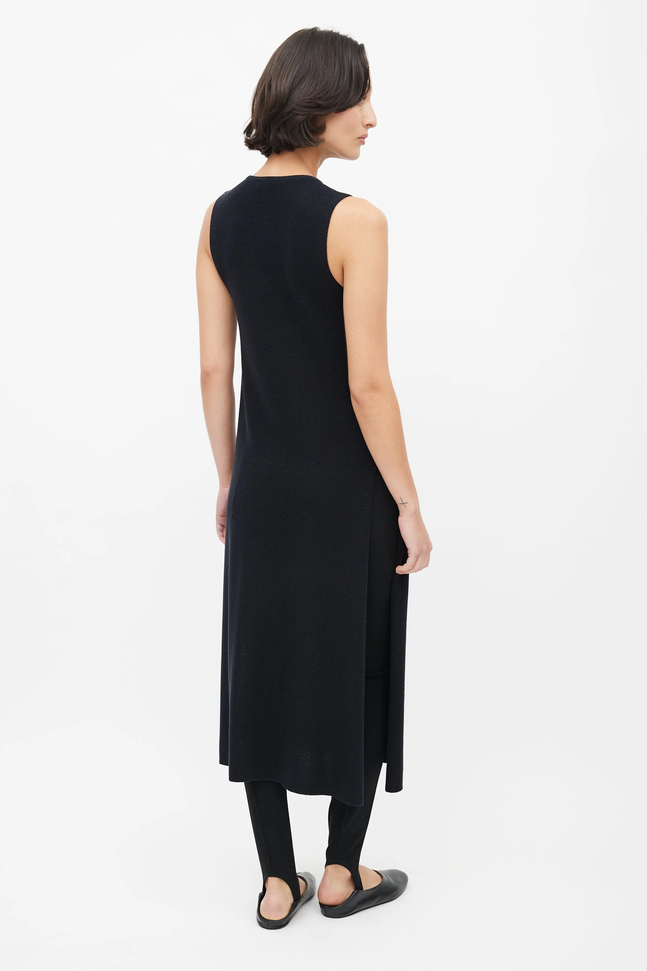 Black Silk Knit Wrap Tunic
