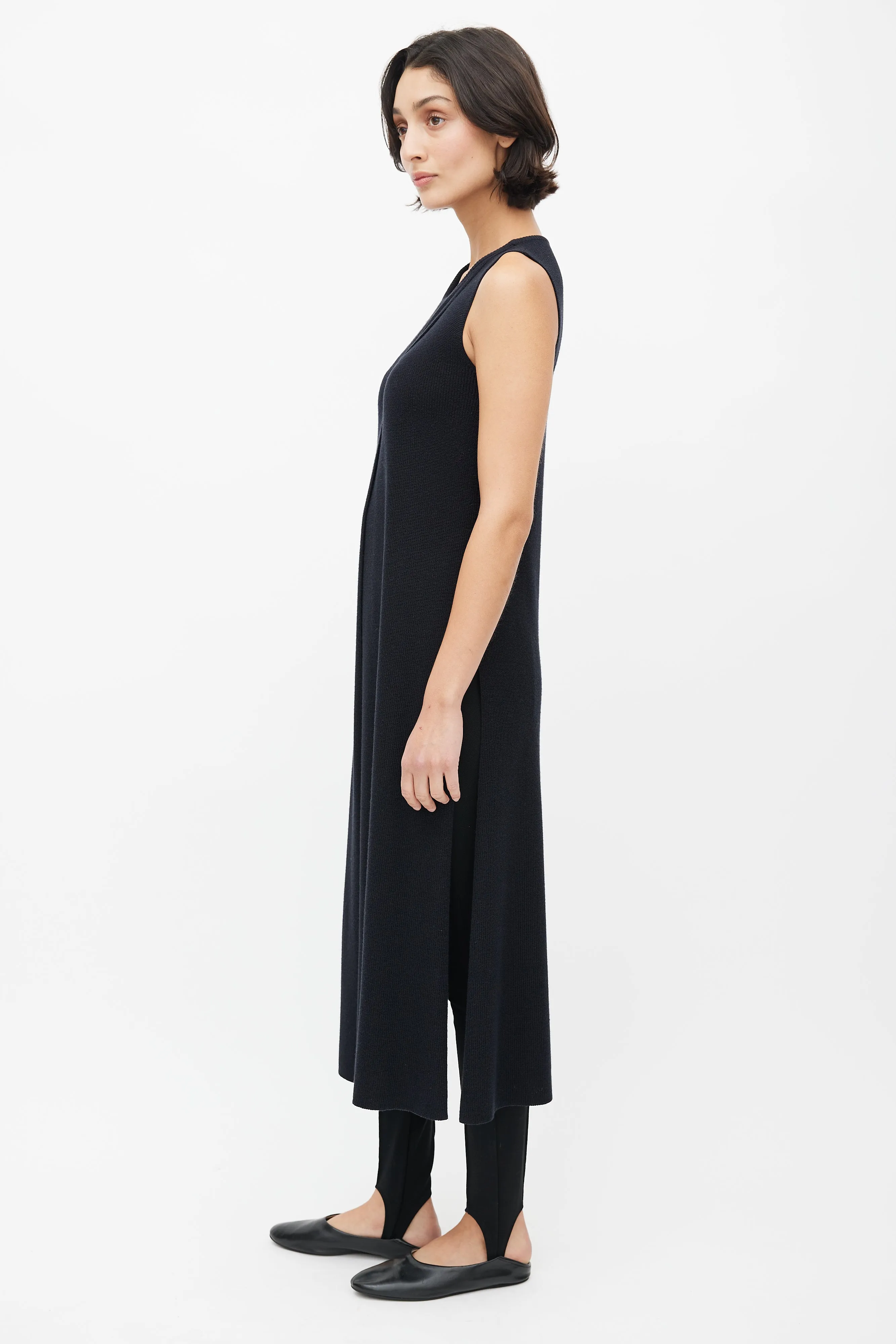 Black Silk Knit Wrap Tunic
