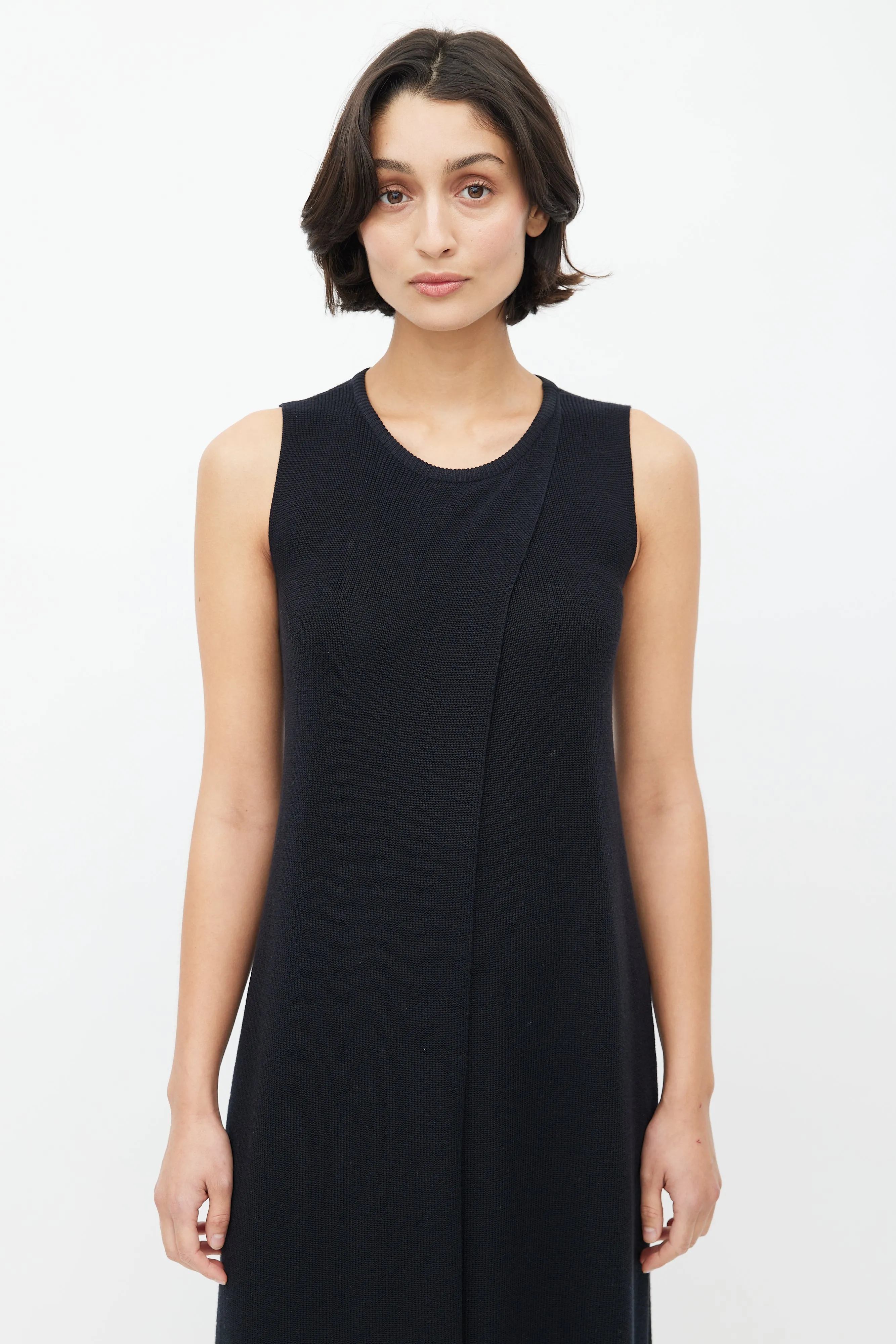 Black Silk Knit Wrap Tunic