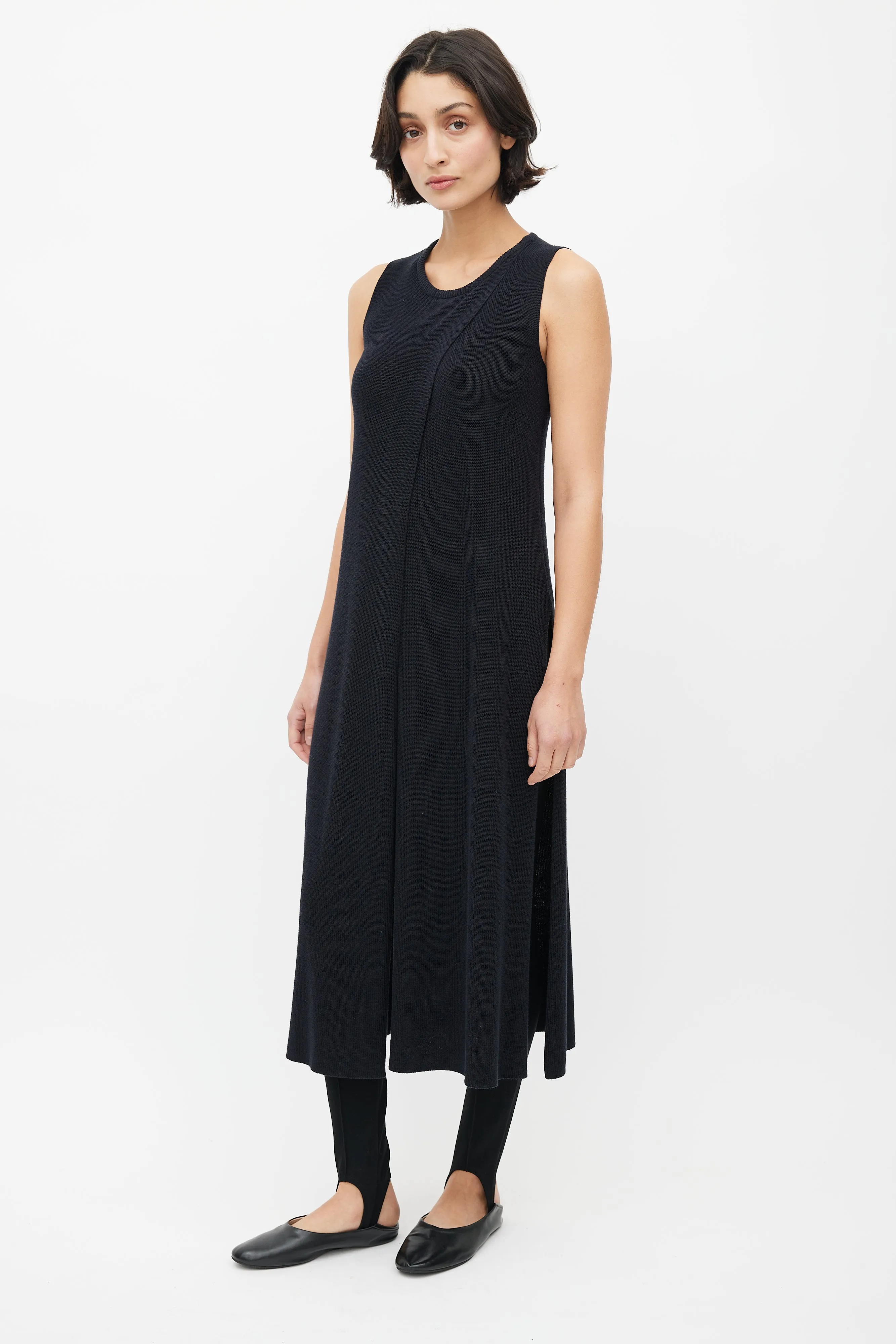 Black Silk Knit Wrap Tunic