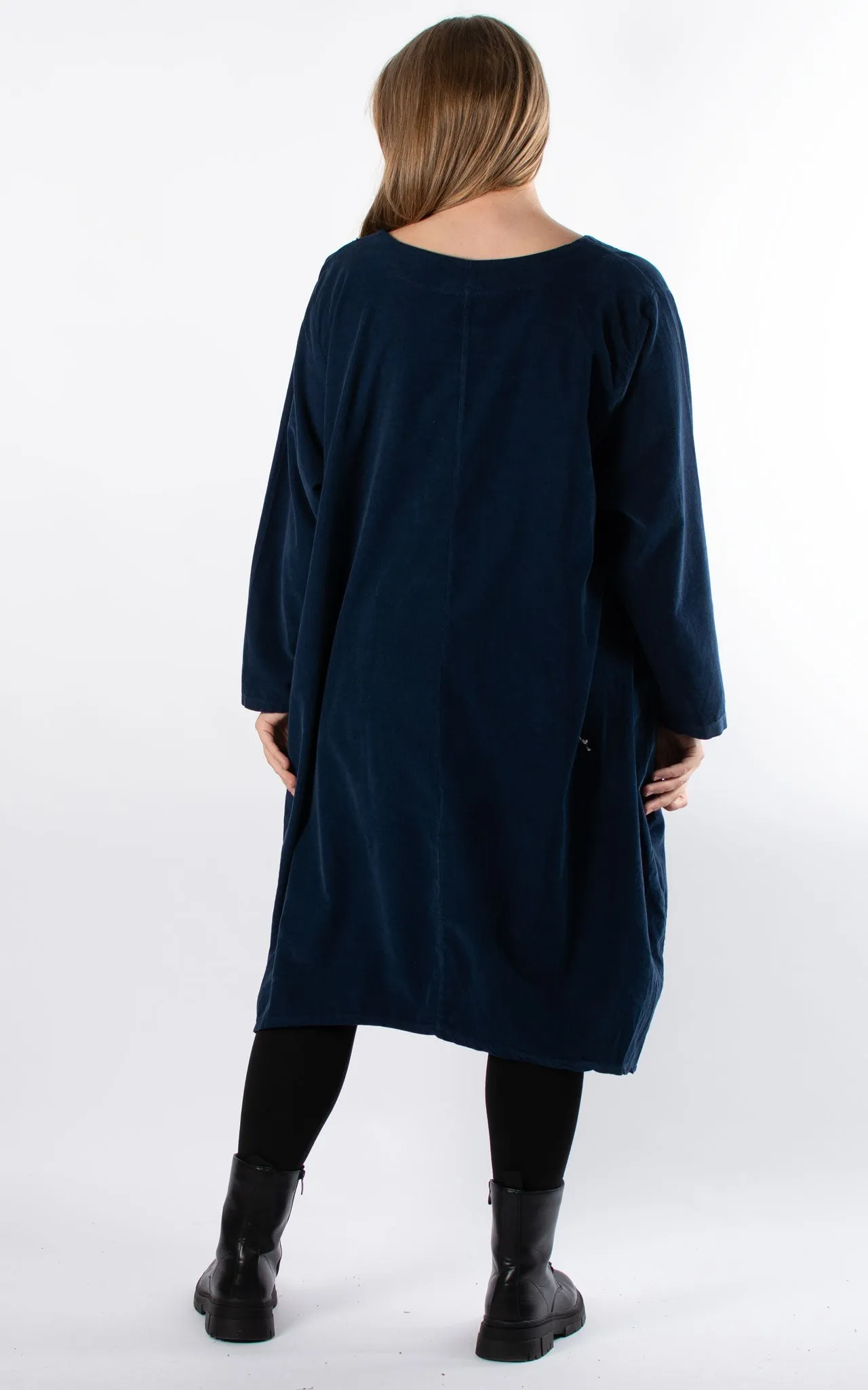 Cord Midi Dress | Navy