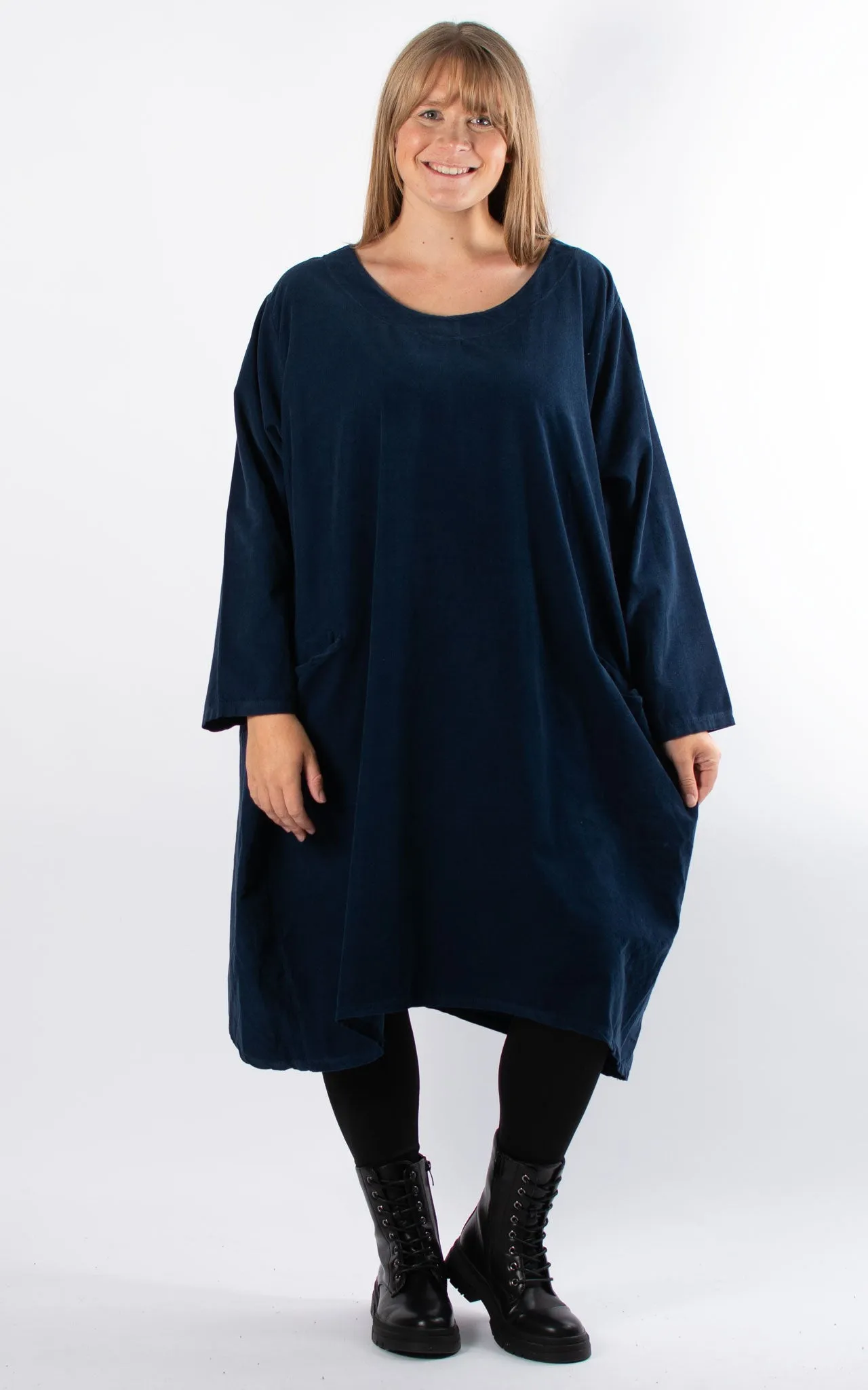 Cord Midi Dress | Navy