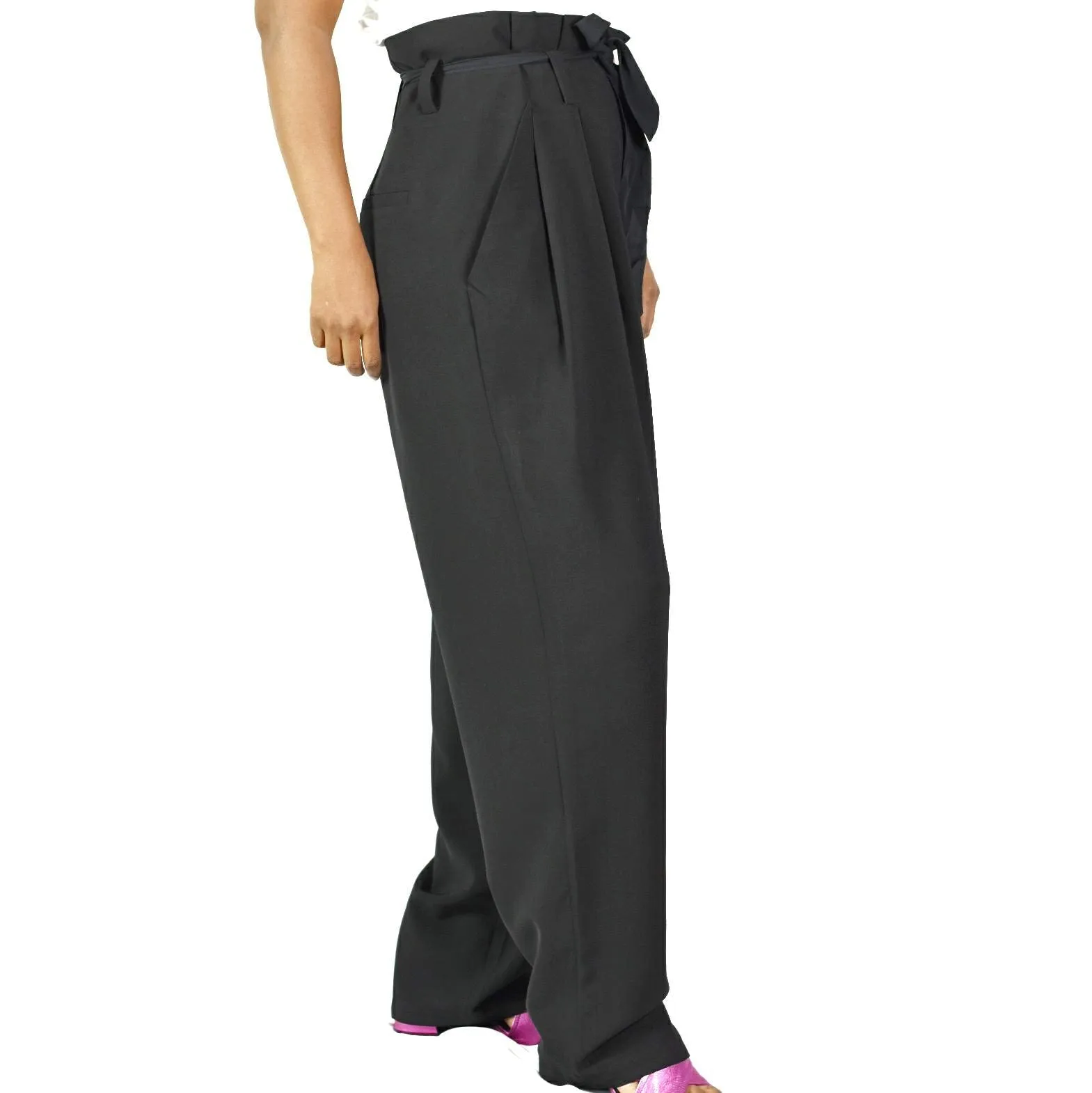 COS Belted Pleated Black Pants Size 10