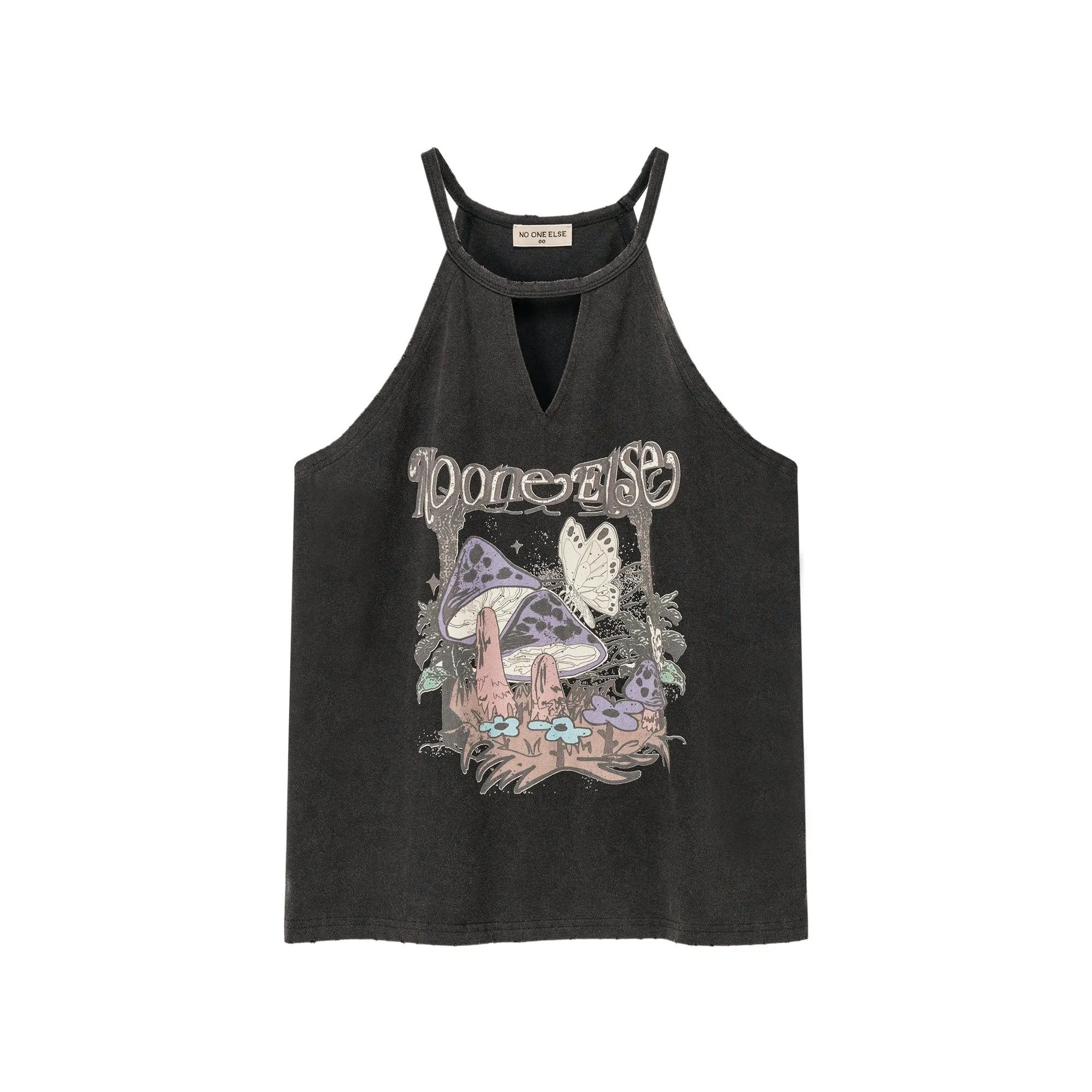 Cotton Halter Neck Sleeveless Noe Mushrooms Top