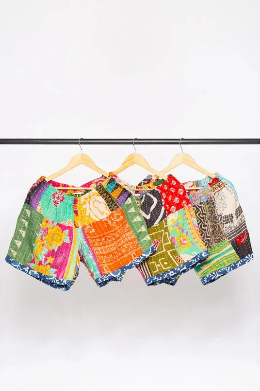 Cotton Kantha Patch Shorts