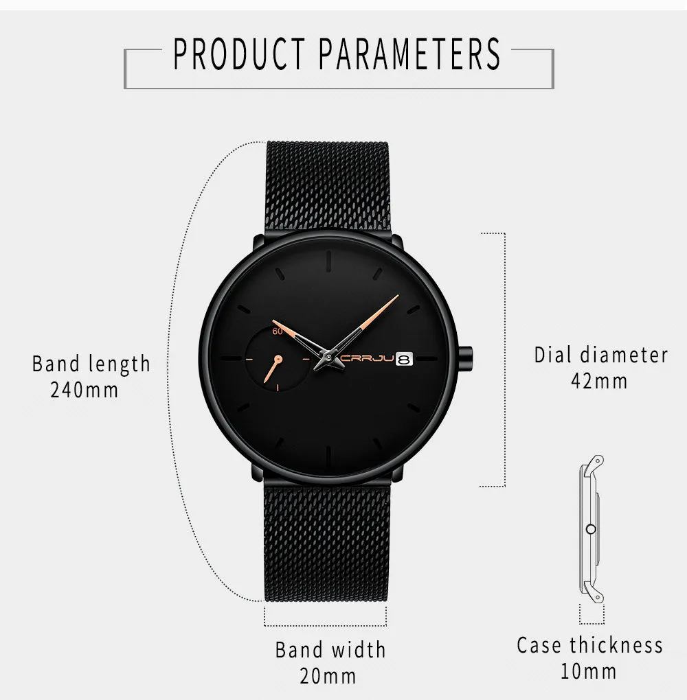 Crrju Sport Watch Men Waterproof Date Calendar Men's Watch Business Casual Watches For Men Watch Fashion Male Clock Reloj Hombre