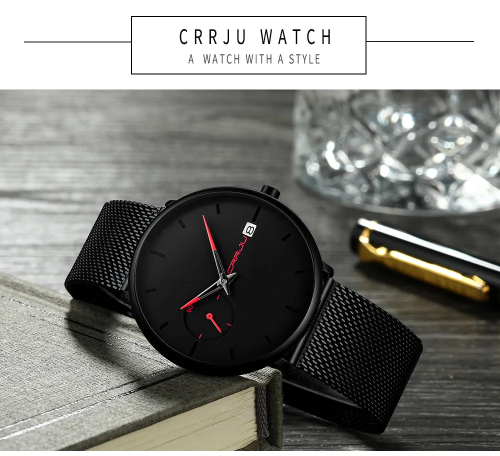 Crrju Sport Watch Men Waterproof Date Calendar Men's Watch Business Casual Watches For Men Watch Fashion Male Clock Reloj Hombre