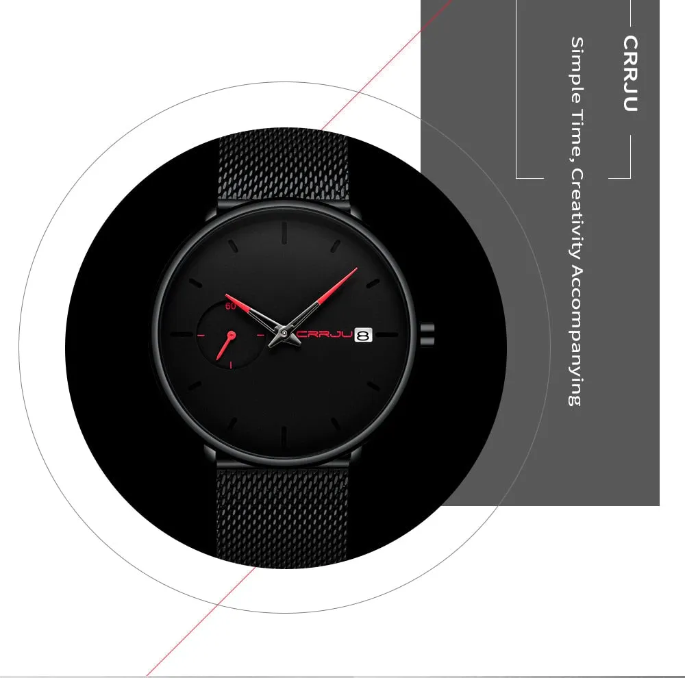 Crrju Sport Watch Men Waterproof Date Calendar Men's Watch Business Casual Watches For Men Watch Fashion Male Clock Reloj Hombre