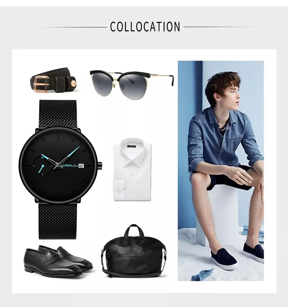 Crrju Sport Watch Men Waterproof Date Calendar Men's Watch Business Casual Watches For Men Watch Fashion Male Clock Reloj Hombre