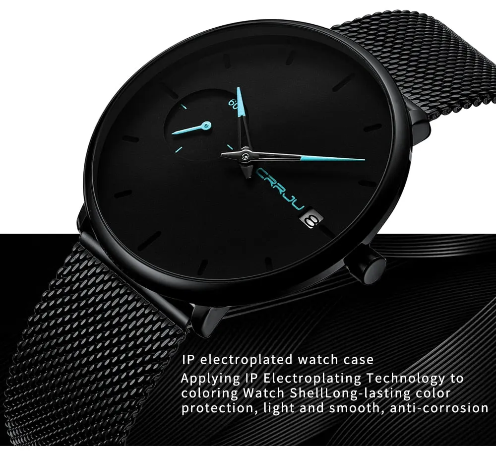 Crrju Sport Watch Men Waterproof Date Calendar Men's Watch Business Casual Watches For Men Watch Fashion Male Clock Reloj Hombre