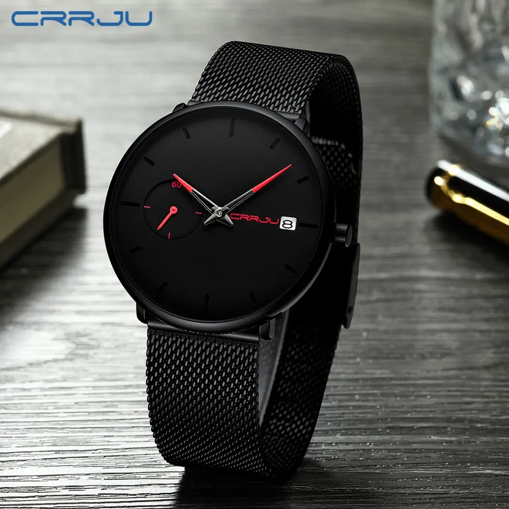 Crrju Sport Watch Men Waterproof Date Calendar Men's Watch Business Casual Watches For Men Watch Fashion Male Clock Reloj Hombre