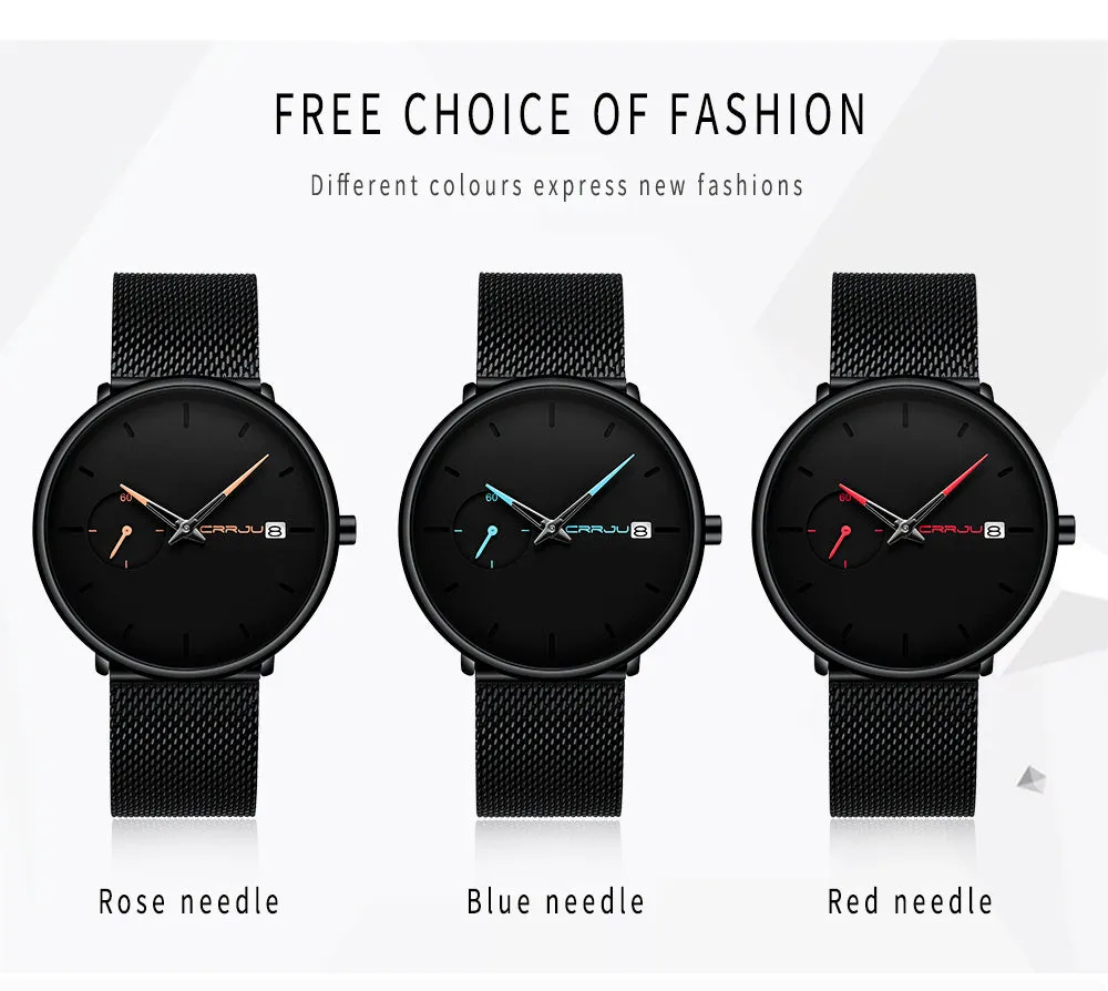 Crrju Sport Watch Men Waterproof Date Calendar Men's Watch Business Casual Watches For Men Watch Fashion Male Clock Reloj Hombre