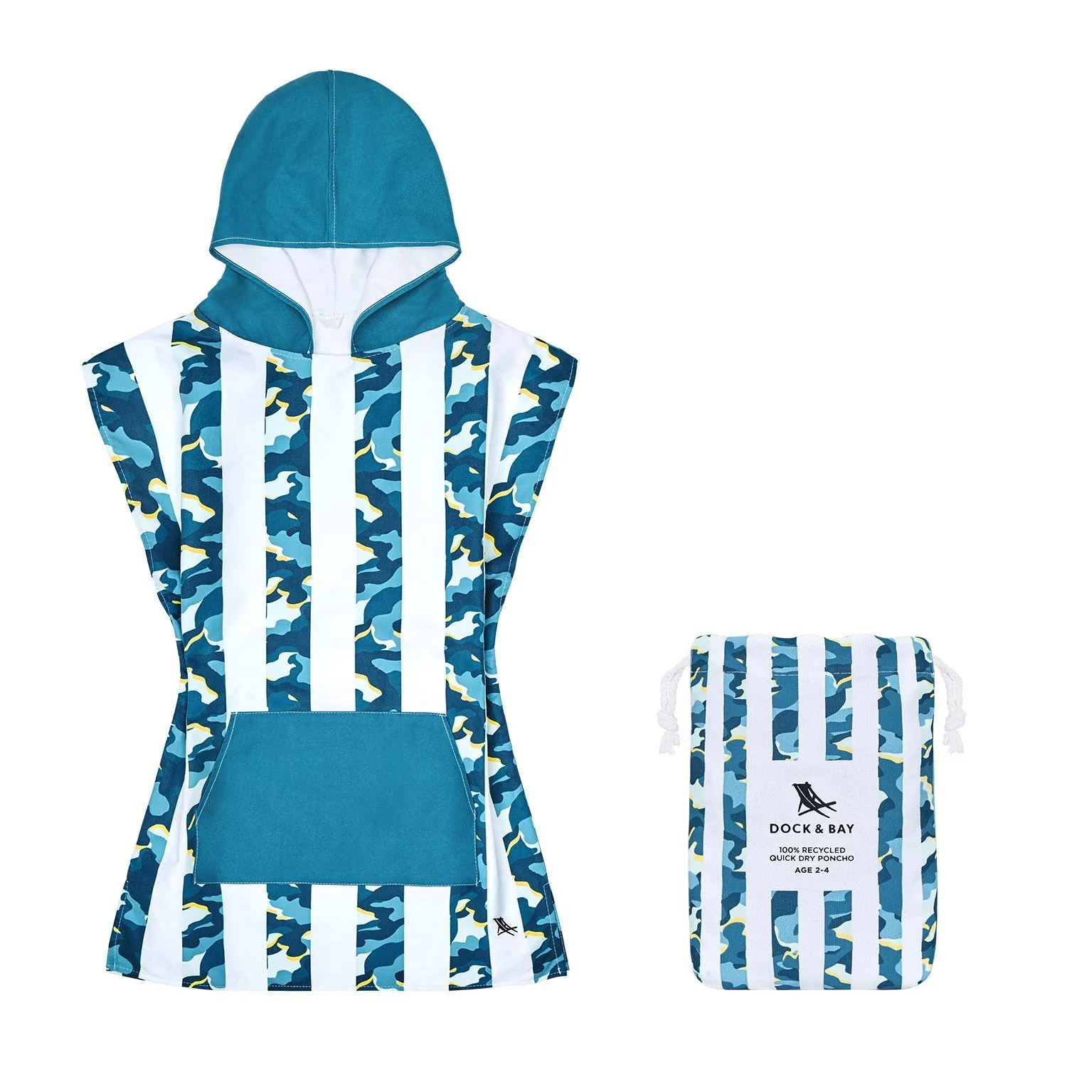 Dock & Bay Poncho Kids - Cool Camo - Customized Embroidery Personalized for You - Outlet