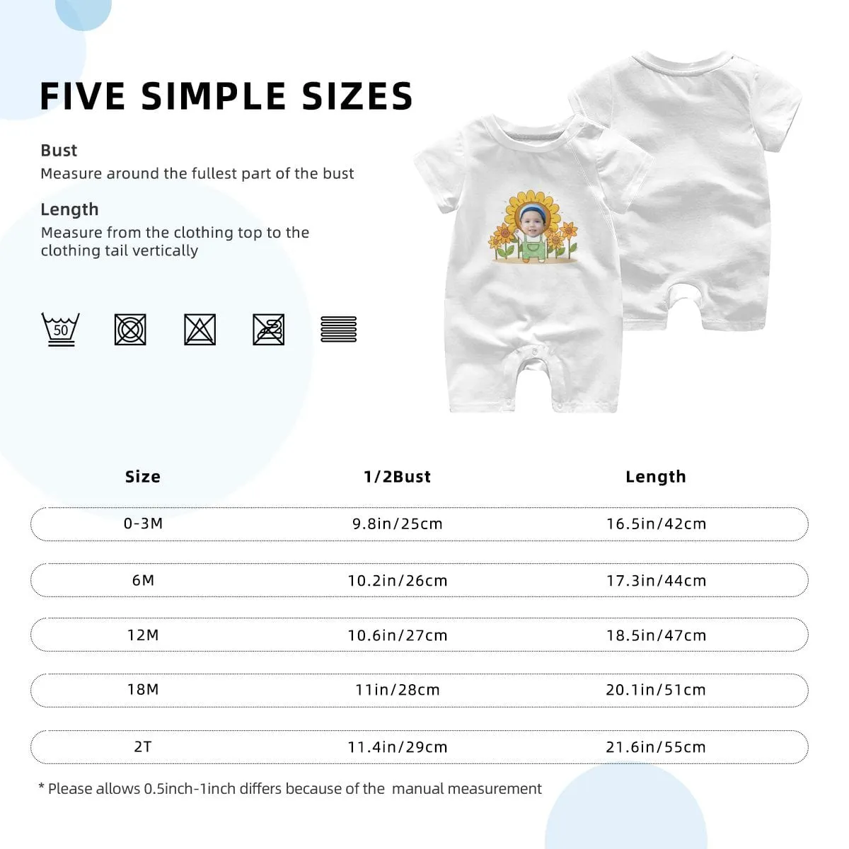 #For 0-2T-Custom Face Sunflower Baby Short Sleeve Rompers 100% Organic Cotton Jumpsuit One-piece Coverall and Layette Set