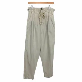 Free People Khaki Pleated Paperbag Waist Pants NWT- Size XS (Inseam 24.5”)