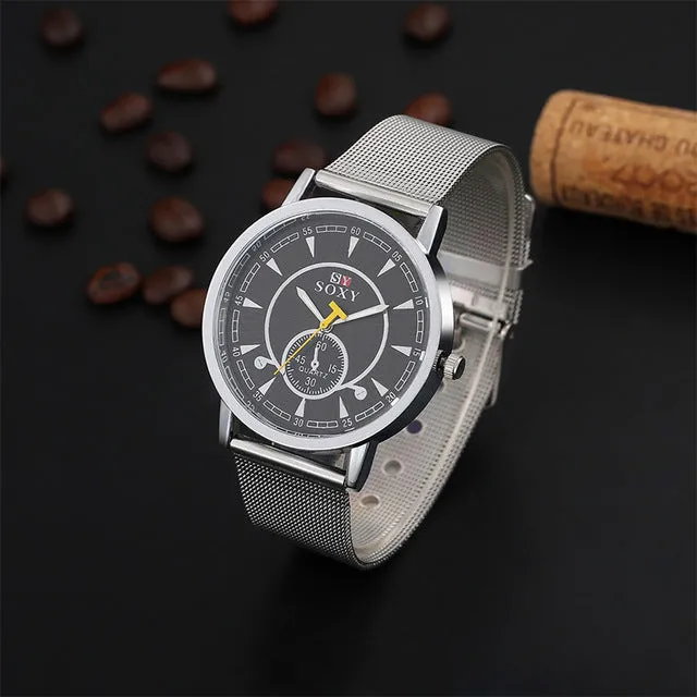Men Watches SOXY Luxury Brand Full Steel Quartz Watch Fashion Sport Watches Men Wrist Watch Hour Clock relogio masculino