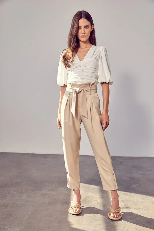 MODESTO PAPERBAG PANT - TAUPE