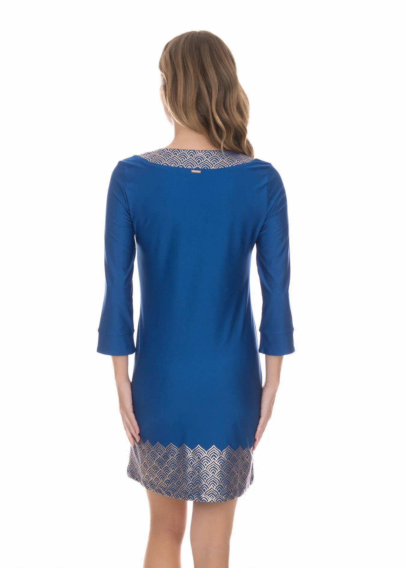 Navy Metallic Tunic Dress