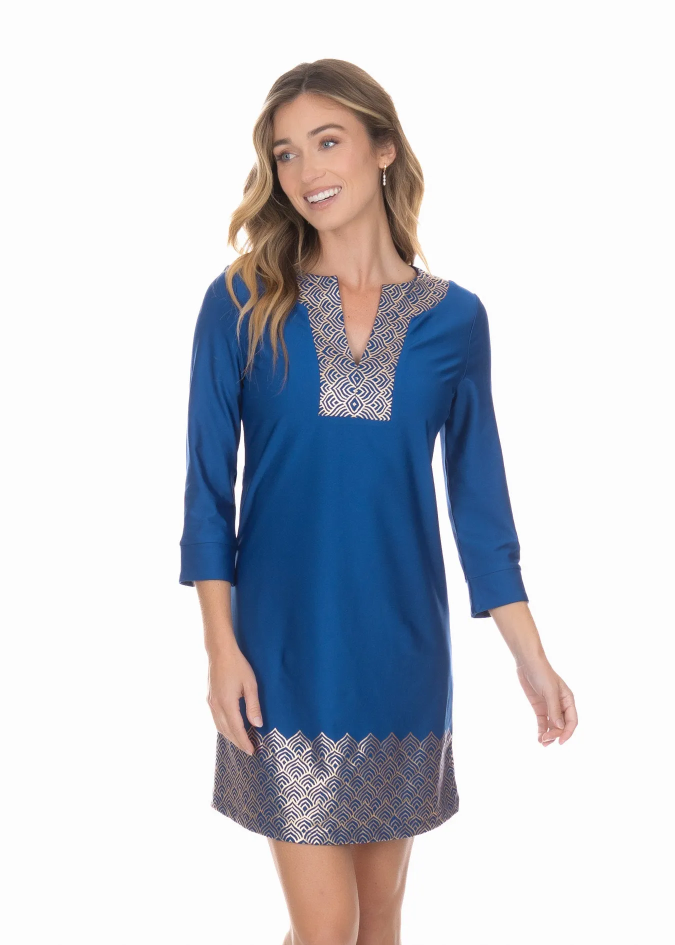 Navy Metallic Tunic Dress