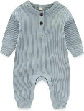Newborn Baby Boys Girls One Piece Romper with Mitten Cuffs Solid
