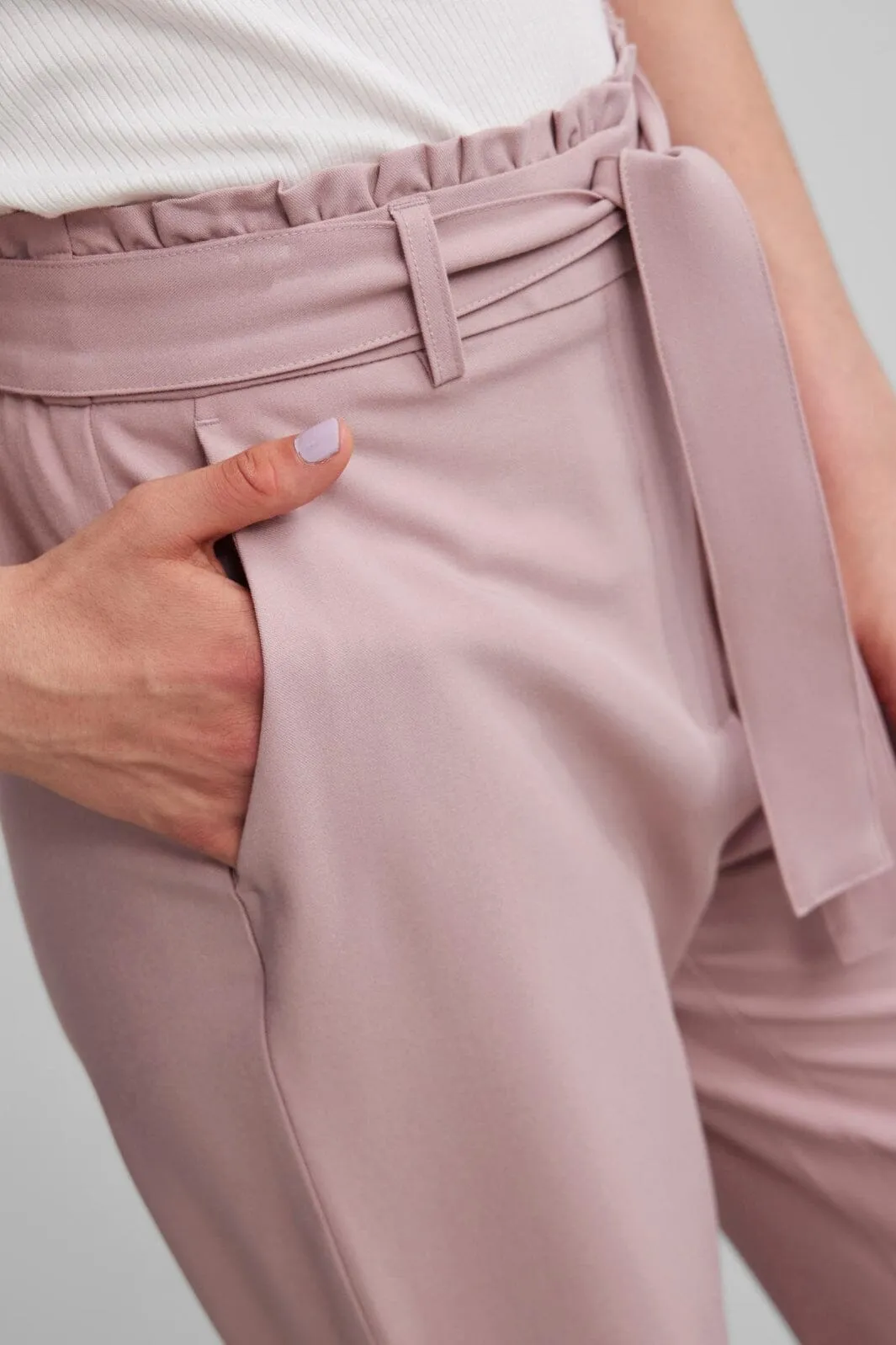 Pieces - Pcboss Paperbag Straight Pants - 4103916 Woodrose