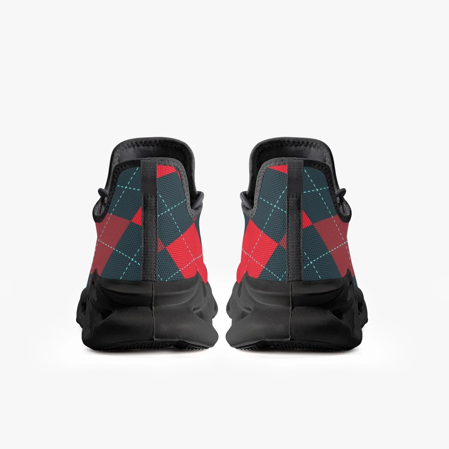 Red Argyle Mesh Knit Sneakers