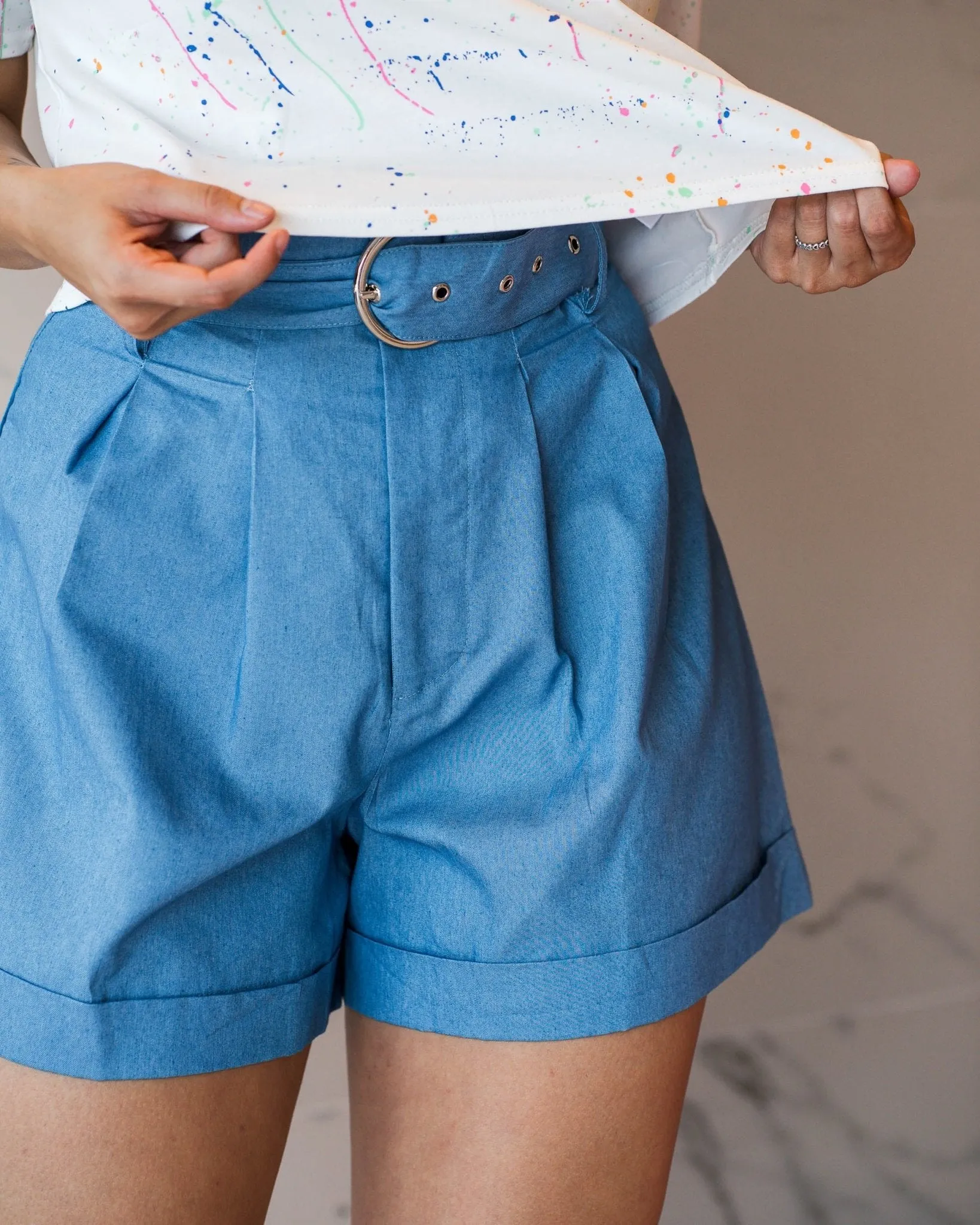 Shorts paperbag con cinturn