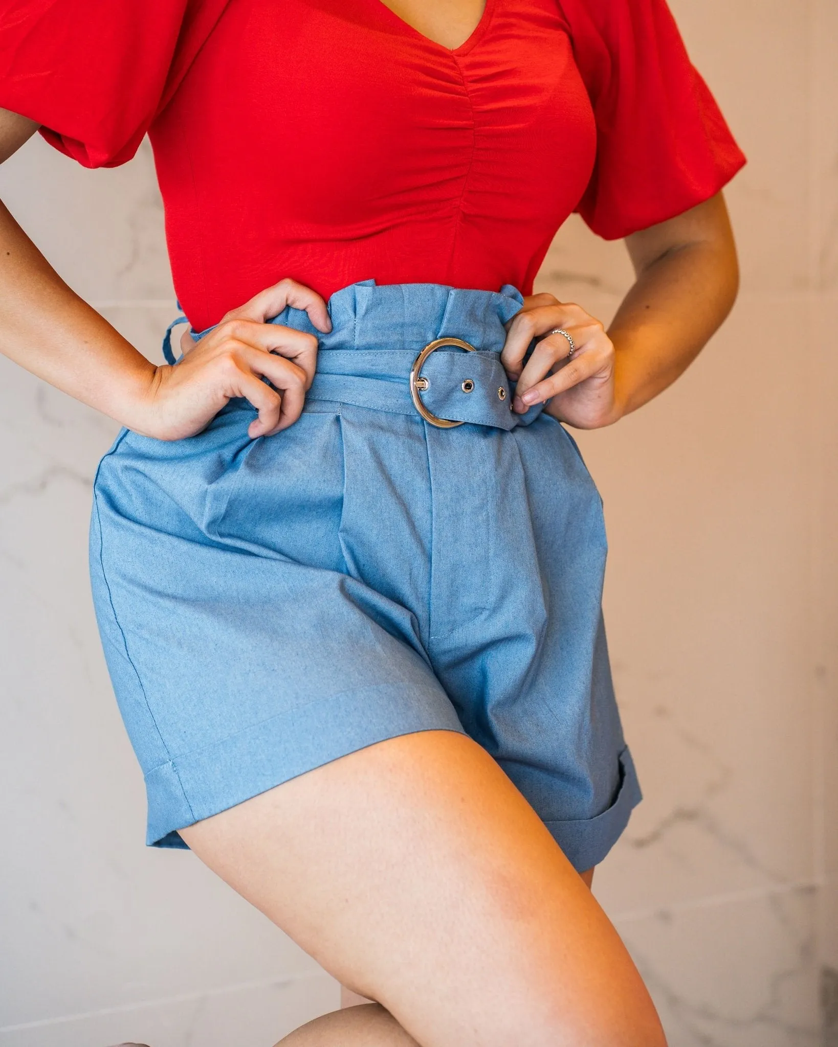 Shorts paperbag con cinturn