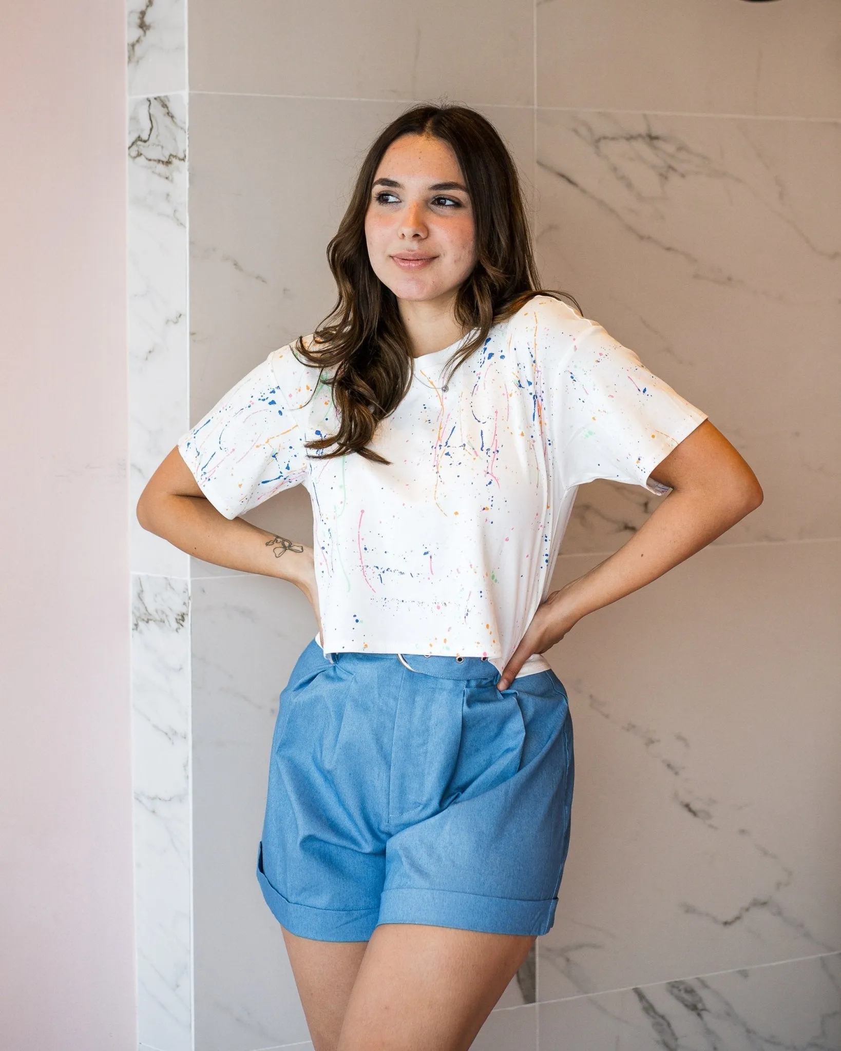 Shorts paperbag con cinturn