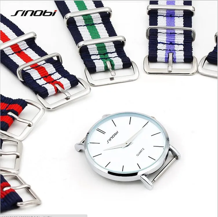 SINOBI Fashion Wrist Watches Top Brand Nylon Strap Men's Watch Men Watch Waterproof Watches Clock relogio masculino reloj hombre
