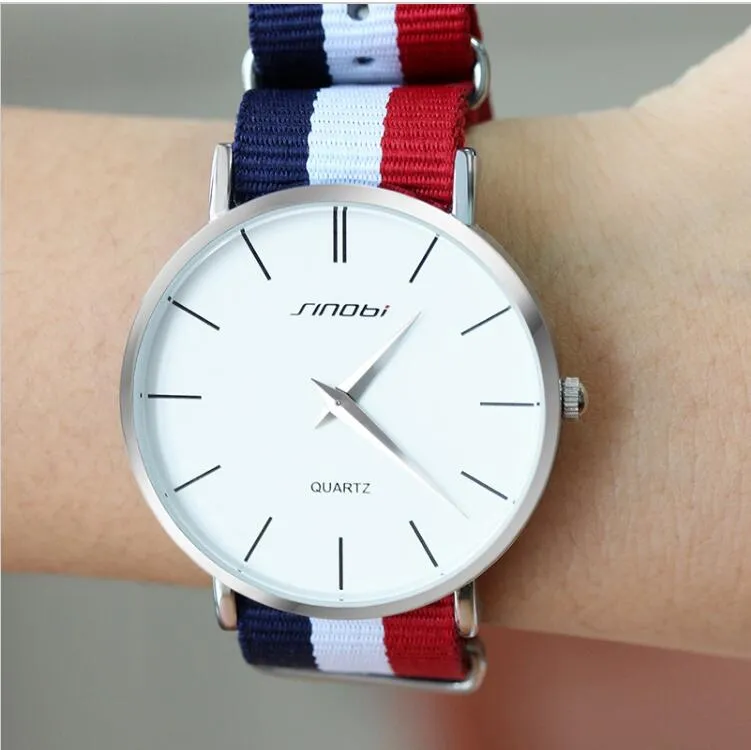 SINOBI Fashion Wrist Watches Top Brand Nylon Strap Men's Watch Men Watch Waterproof Watches Clock relogio masculino reloj hombre