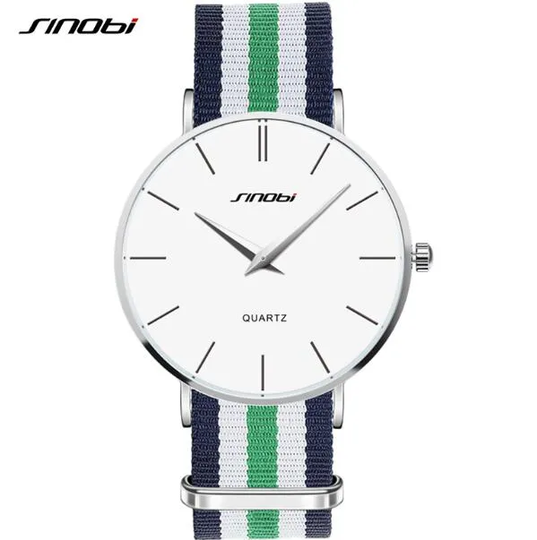 SINOBI Fashion Wrist Watches Top Brand Nylon Strap Men's Watch Men Watch Waterproof Watches Clock relogio masculino reloj hombre