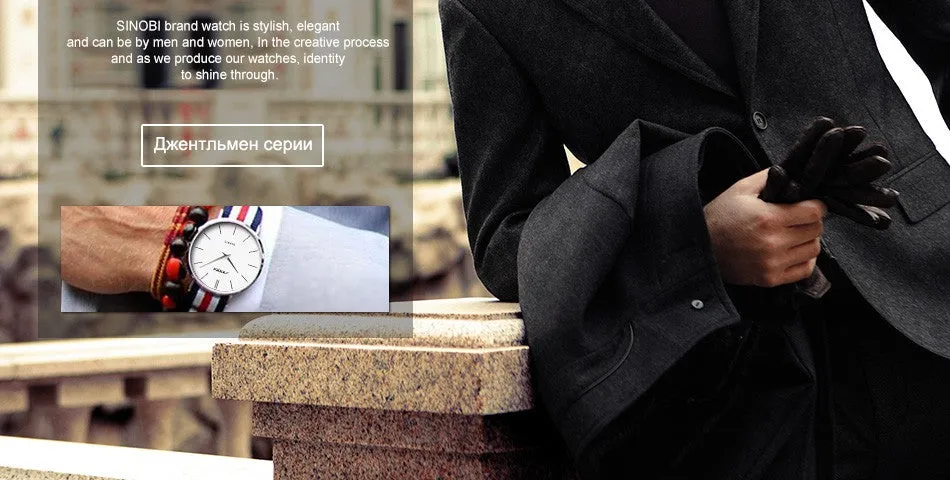 SINOBI Fashion Wrist Watches Top Brand Nylon Strap Men's Watch Men Watch Waterproof Watches Clock relogio masculino reloj hombre