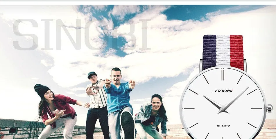 SINOBI Fashion Wrist Watches Top Brand Nylon Strap Men's Watch Men Watch Waterproof Watches Clock relogio masculino reloj hombre