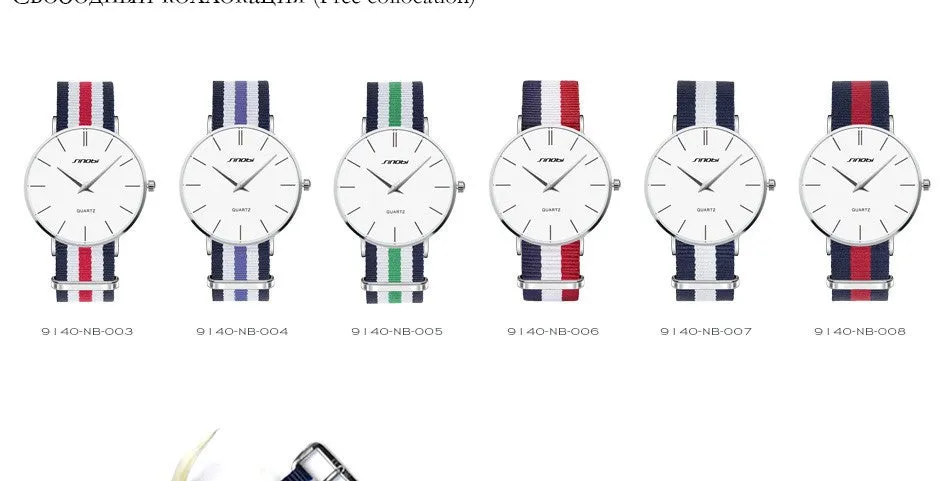 SINOBI Fashion Wrist Watches Top Brand Nylon Strap Men's Watch Men Watch Waterproof Watches Clock relogio masculino reloj hombre