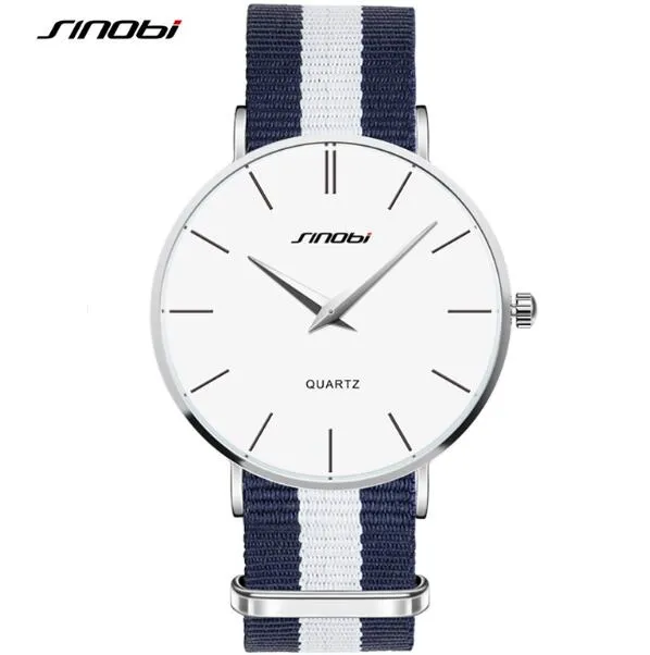 SINOBI Fashion Wrist Watches Top Brand Nylon Strap Men's Watch Men Watch Waterproof Watches Clock relogio masculino reloj hombre
