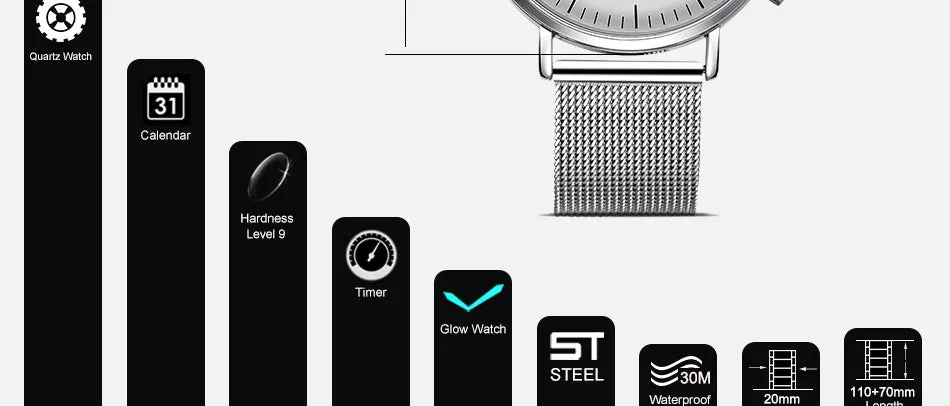 SINOBI Luxury Brand Watch Men Watch Luxury JAPAN Movement Watches Fashion Luminous Men's Watch Clock saat relogio masculino