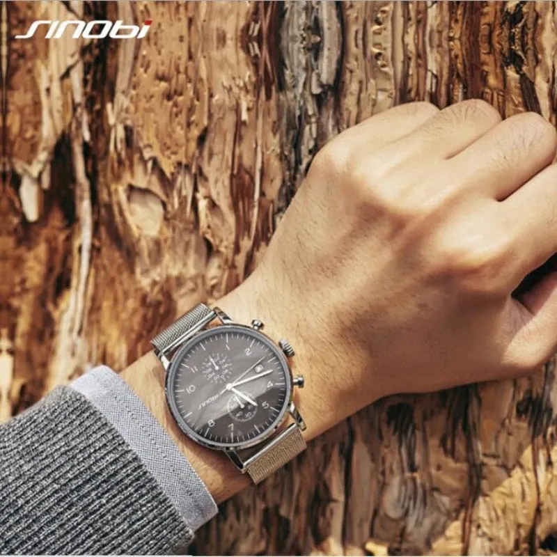 SINOBI Luxury Brand Watch Men Watch Luxury JAPAN Movement Watches Fashion Luminous Men's Watch Clock saat relogio masculino