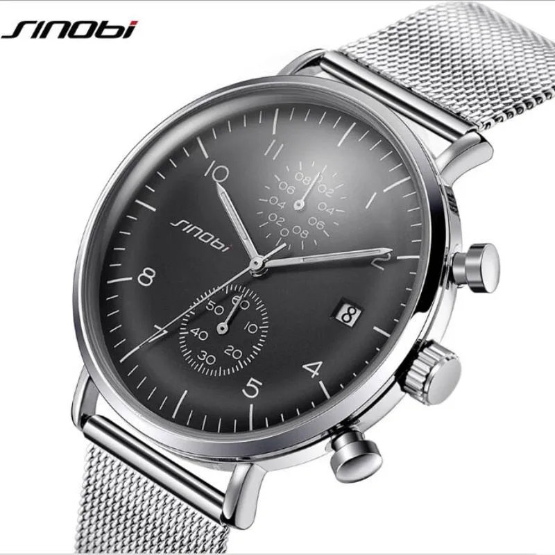 SINOBI Luxury Brand Watch Men Watch Luxury JAPAN Movement Watches Fashion Luminous Men's Watch Clock saat relogio masculino