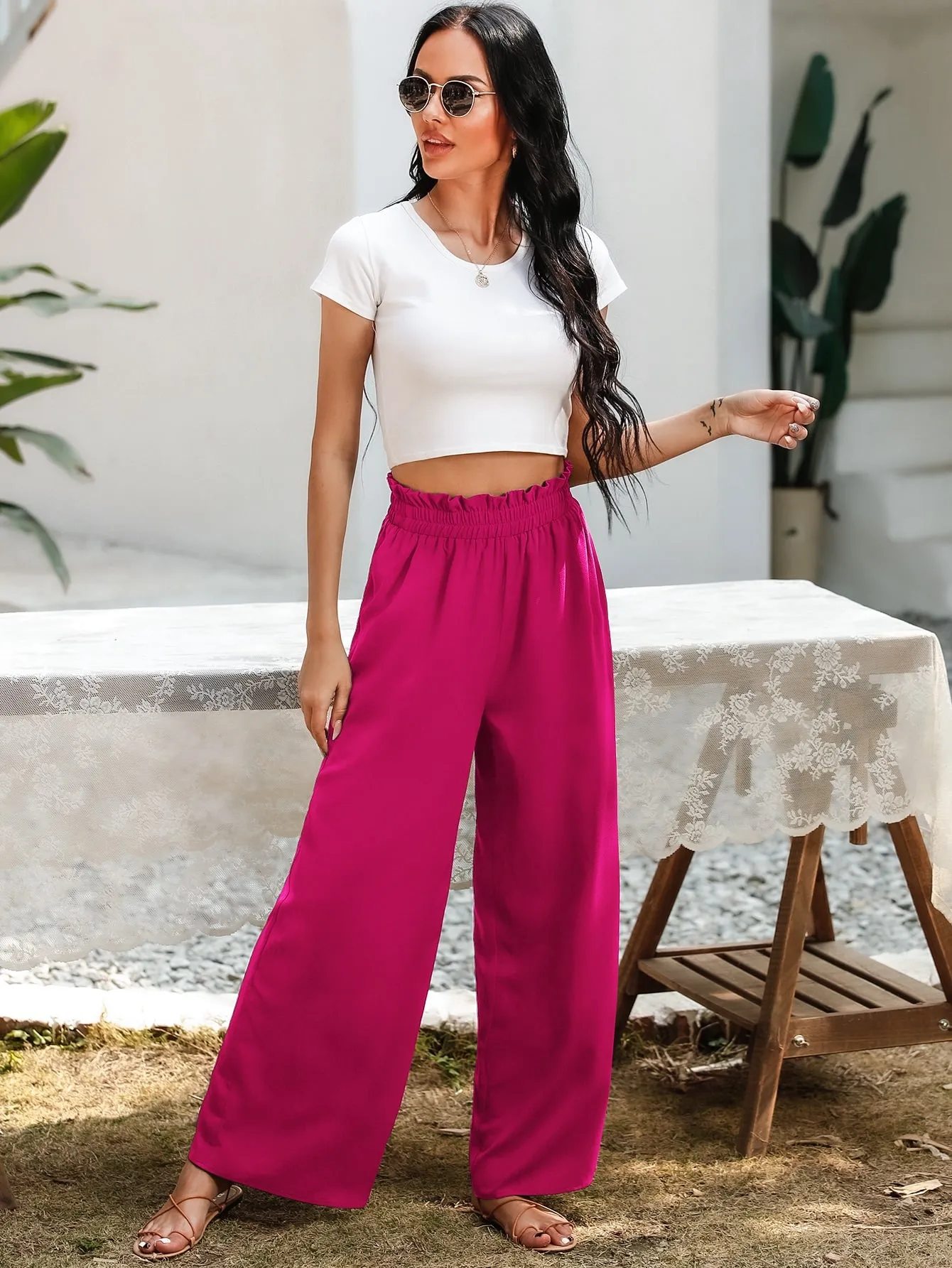Slant Pocket Wide Leg Pants
