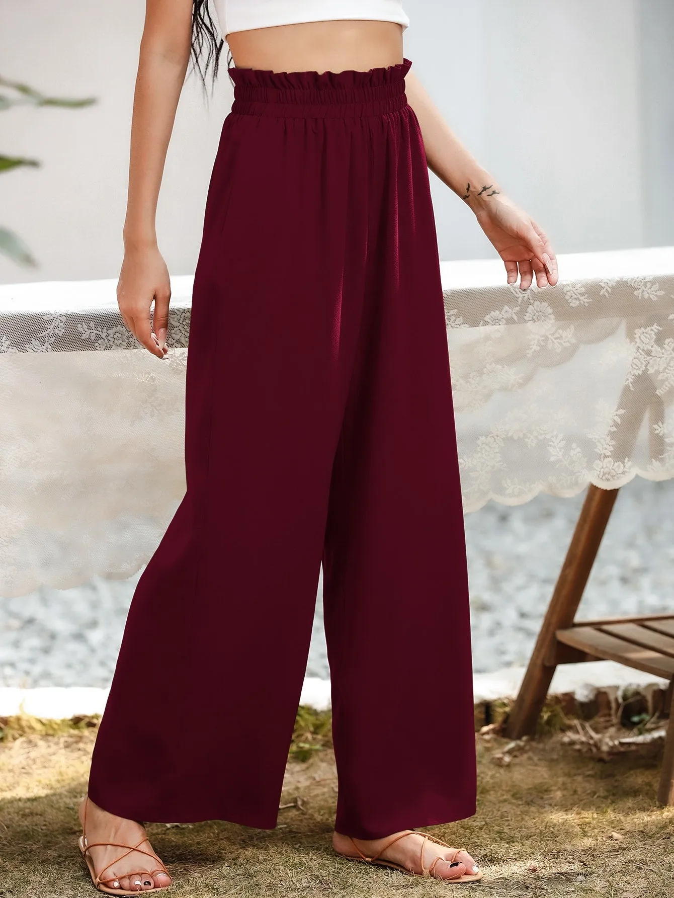 Slant Pocket Wide Leg Pants