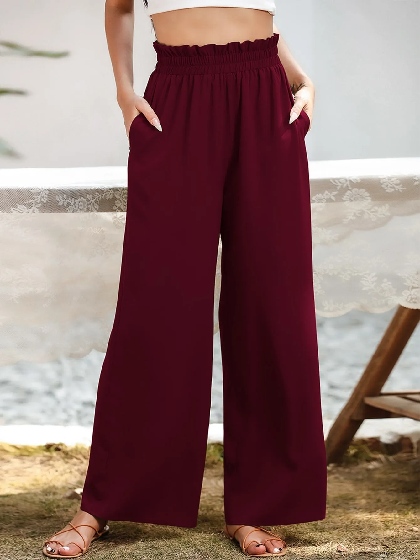 Slant Pocket Wide Leg Pants