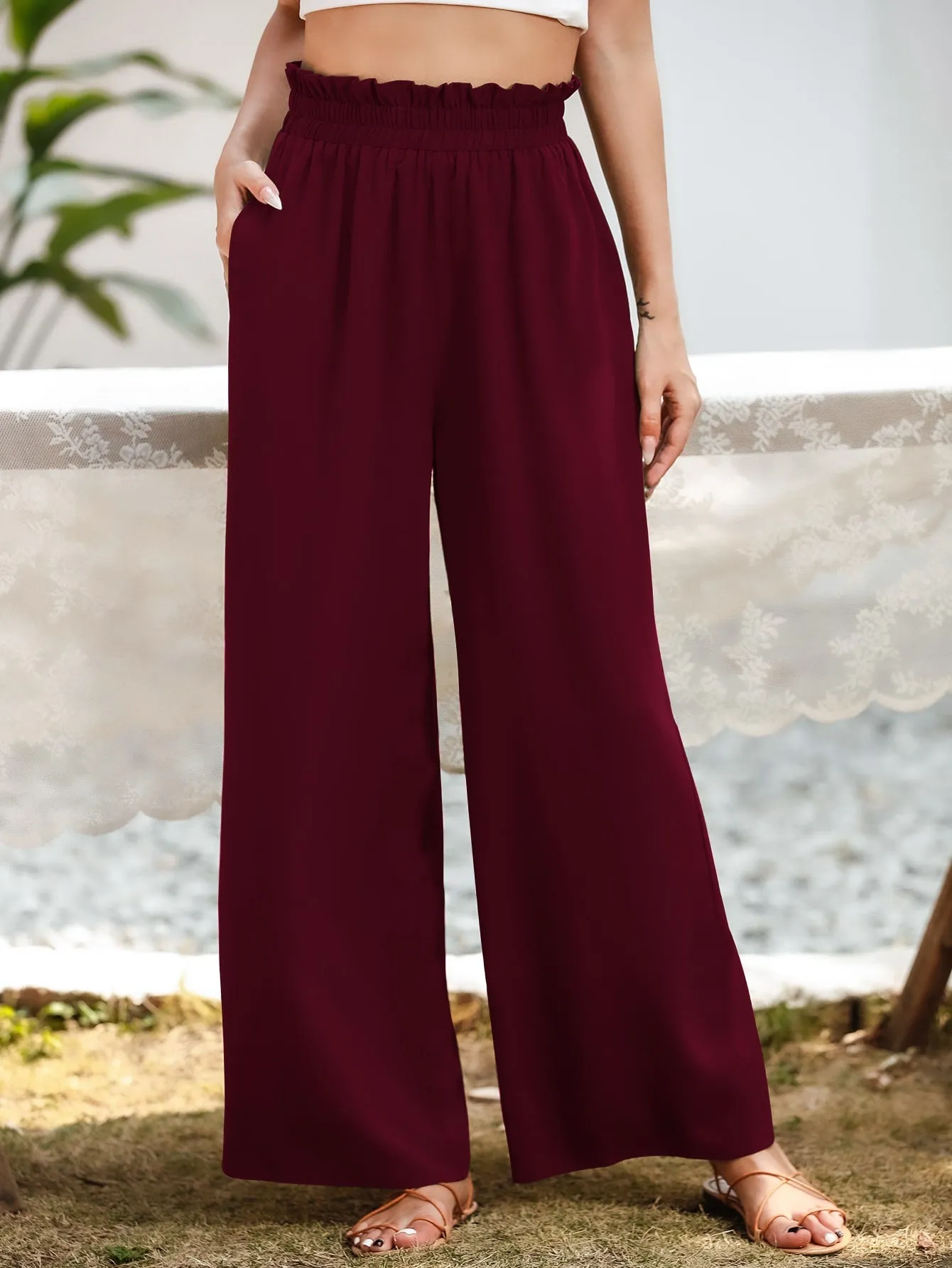 Slant Pocket Wide Leg Pants