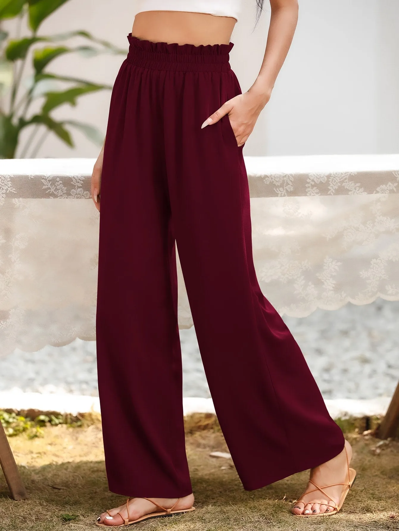 Slant Pocket Wide Leg Pants