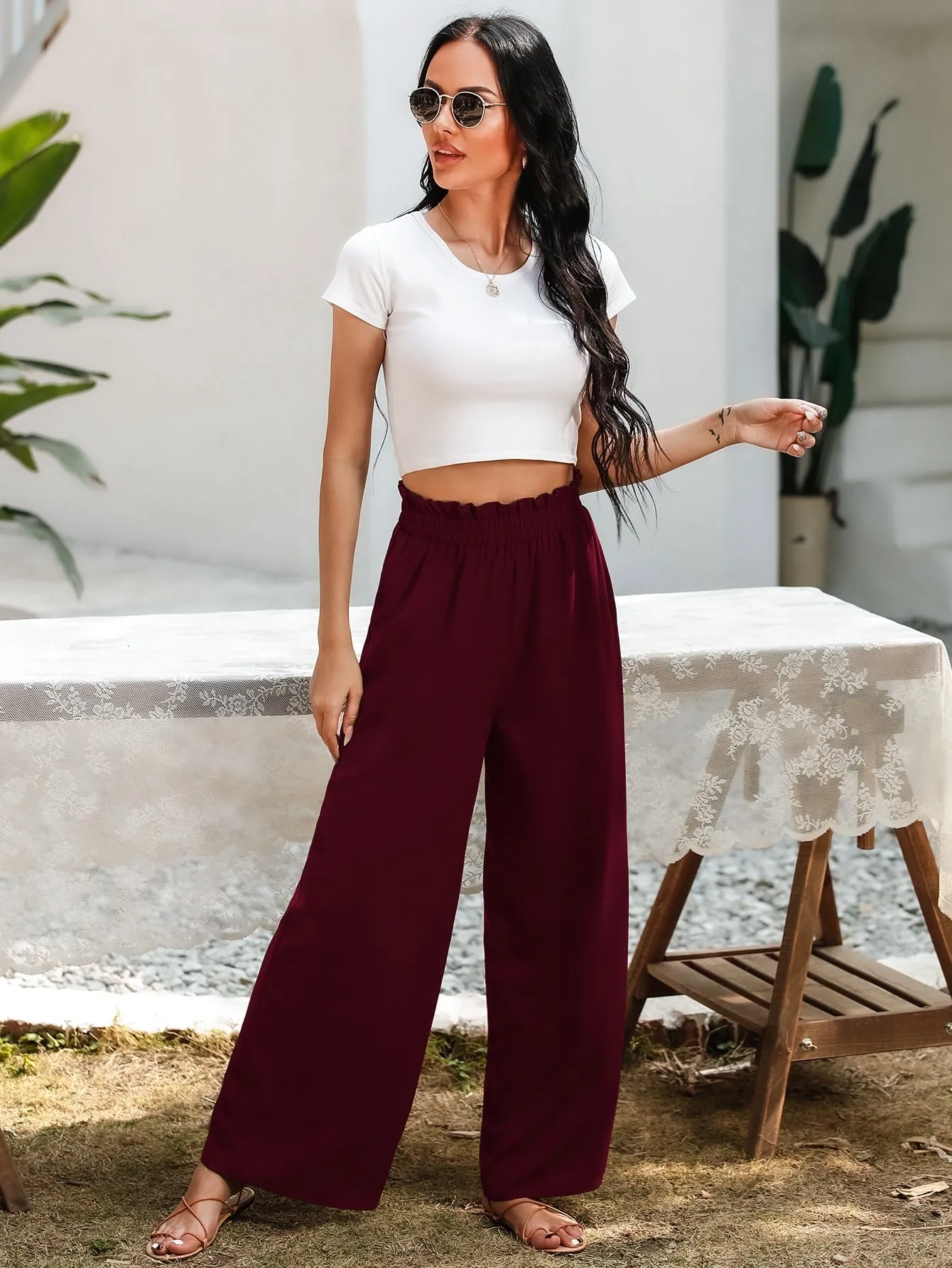 Slant Pocket Wide Leg Pants
